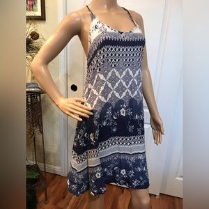 PPLA Sundress Size SM.  Beautiful Greek Blue and White color and rayon fabric.